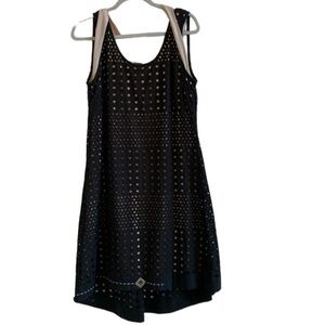 NWOT Elisa Cavaletti Black sleeveless Eyelet Dress Sz 10